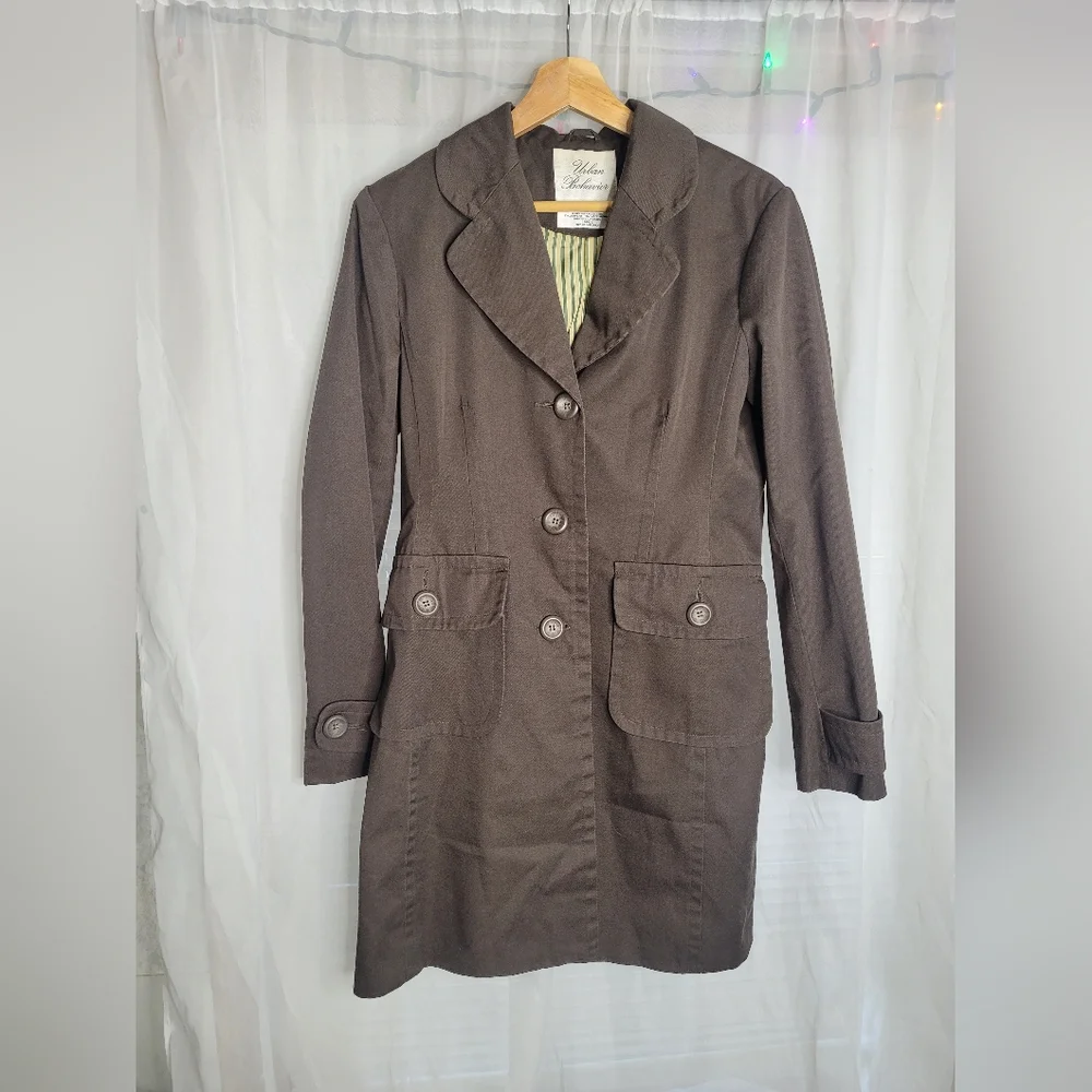 Urban Behavior Trench Coat Lightweight vintage Jacket womens large Brown